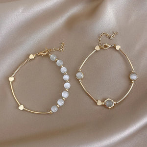 JanYee Cymophane Bracelet with Zircon Adjustable Jewelry