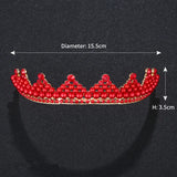 JaneVini Red Crowns and Tiaras Beaded Pearls Bridal Crown