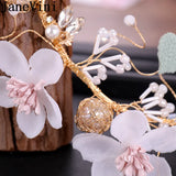 Korea Style Bride Headband Flowers Wedding Hair Clip and Earrings Set