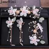 Korea Style Bride Headband Flowers Wedding Hair Clip and Earrings Set