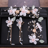 Korea Style Bride Headband Flowers Wedding Hair Clip and Earrings Set