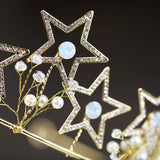 Golden Stars Bridal Crown Tiara Set Wedding Hair Jewellery
