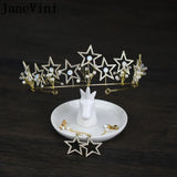 Golden Stars Bridal Crown Tiara Set Wedding Hair Jewellery