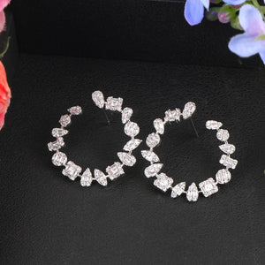 Janekellly Trendy Round Earring For Women Wedding Party Bridal Jewelry