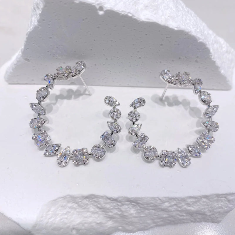 Janekellly Trendy Round Earring For Women Wedding Party Bridal Jewelry