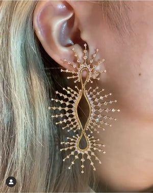 Janekelly Fireworks Charm Earrings Micro CZ Dubai Indian Bohemian