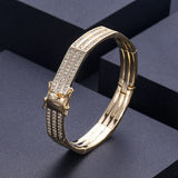 Janekelly Stackable Bangle Cuff with Full Cubic Zircon Crystal CZ Dubai Silver