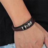 Janeyacy Leather Bracelet Stainless Steel Magnetic Clasp Bangles