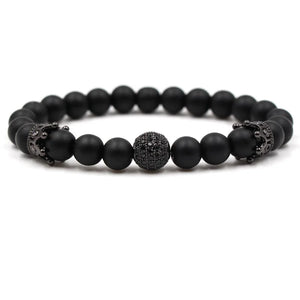 Janeyacy Crown Zircon Bead Bracelet Frosted Stone Bracelet