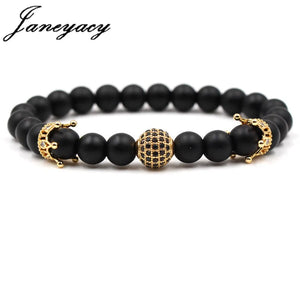 Janeyacy Crown Zircon Bead Bracelet Frosted Stone Bracelet