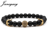 Janeyacy Crown Zircon Bead Bracelet Frosted Stone Bracelet