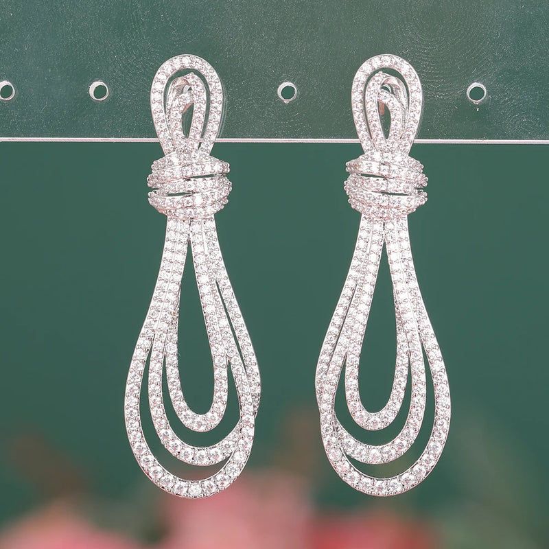Yellow CZ Pendant Earrings For Women Bridal Wedding Party