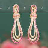 Yellow CZ Pendant Earrings For Women Bridal Wedding Party