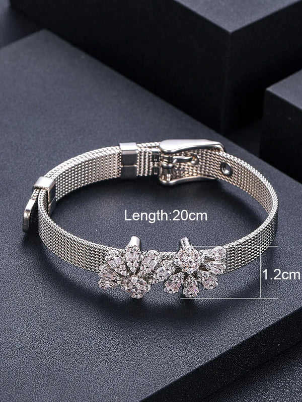 Water Drop Tennis Chain Bracelet CZ Bohemian Cuff Women Wedding
