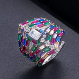 5-Row Statement Rings for Women CZ Finger Ring Beach Jewelry