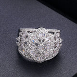 Luxury 5Rows Statement Rings for Women Cubic Zircon Finger Rings