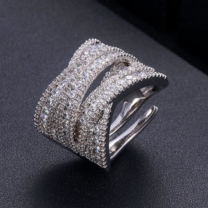 5Rows Statement Rings for Women CZ Finger Ring Bohemian Beach Jewelry