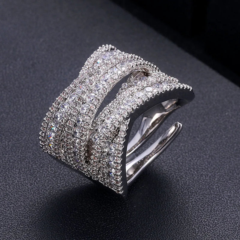 5Rows Statement Rings for Women CZ Finger Ring Bohemian Beach Jewelry