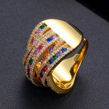 5Rows Statement Rings for Women CZ Finger Ring Bohemian Beach Jewelry