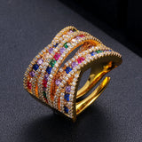 5Rows Statement Rings for Women CZ Finger Ring Bohemian Beach Jewelry
