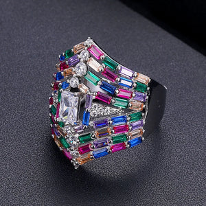 5-Row Statement Rings for Women CZ Finger Ring Beach Jewelry