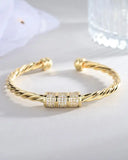 Trendy Stackable Bangle Cuff Full Crystal CZ Dubai Silver Bracelet