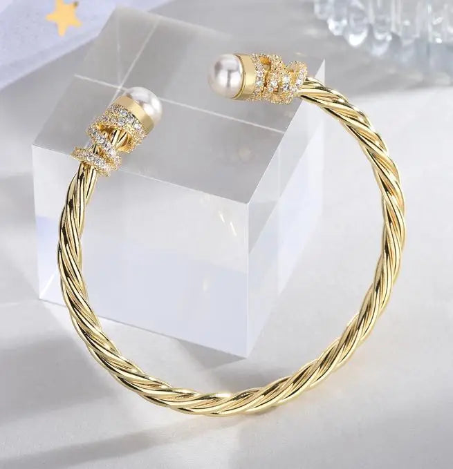 Trendy Stackable Bangle Cuff Full Crystal CZ Dubai Silver Bracelet