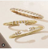 Trendy Stackable Bangle Cuff Full Crystal CZ Dubai Silver Bracelet