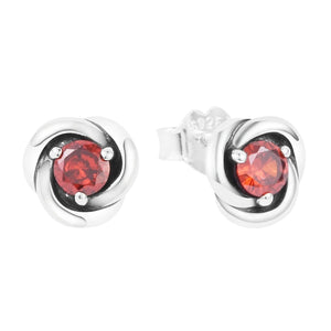 Red Eternity Circle Stud Earrings 925 Silver Brincos