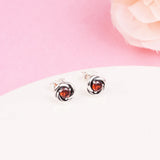 Red Eternity Circle Stud Earrings 925 Silver Brincos
