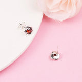 Red Eternity Circle Stud Earrings 925 Silver Brincos
