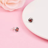 Red Eternity Circle Stud Earrings 925 Silver Brincos