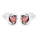 Red Eternity Circle Stud Earrings 925 Silver Brincos