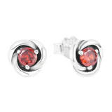 Red Eternity Circle Stud Earrings 925 Silver Brincos