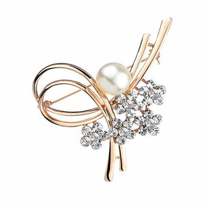 Japan Korea High Heart Shape Love Flower Rhinestones Pearl Brooch