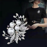 Japan Korea High Heart Shape Love Flower Rhinestones Pearl Brooch