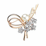 Japan Korea High Heart Shape Love Flower Rhinestones Pearl Brooch