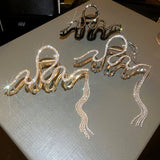 Japan & South Korea Rhinestone Wave Fringed Hairpin Metal Shark Clip