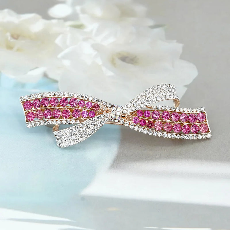 Japanese & Korean Crystal Bow Hair Clip Jewelry