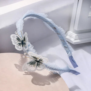 Japanese & Korean 3D Embroidered Elf Butterfly Headband Lace