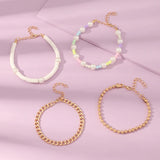 Japan Korea Children Bracelet Punk Metal Bead Chain 4 Set Bracelets for Girls