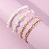 Japan Korea Children Bracelet Punk Metal Bead Chain 4 Set Bracelets for Girls