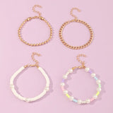 Japan Korea Children Bracelet Punk Metal Bead Chain 4 Set Bracelets for Girls