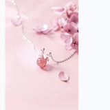 925 Sterling Silver Strawberry Quartz Elk Antlers Pendant Necklace