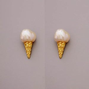 Baroque Shaped Pearl Earrings Ice Cream Women Stud Earring