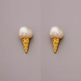 Baroque Shaped Pearl Earrings Ice Cream Women Stud Earring