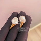 Baroque Shaped Pearl Earrings Ice Cream Women Stud Earring