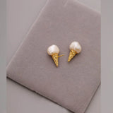Baroque Shaped Pearl Earrings Ice Cream Women Stud Earring