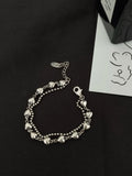 S925 Sterling Silver Double-Layer Love Bracelet - Retro Marcasite Sweet Bracelet