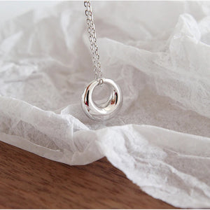 Japan Circle Pendant Necklace Geometric Sterling Silver 925 Bridesmaid Jewelry